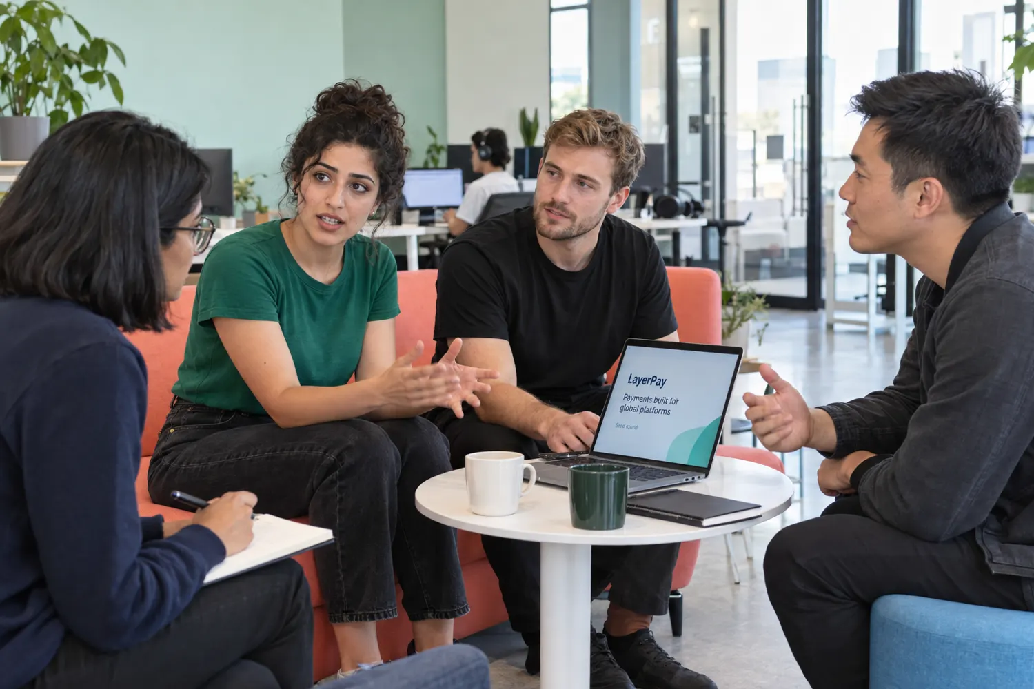 Founders working through a plan around a table